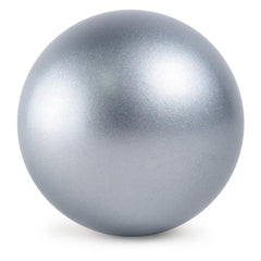 Cannon Sports shot put front view showing smooth silver finish and regulation shape for consistent throws