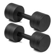 CAP pair front view showing compact adjustable dumbbells and space-saving benefit