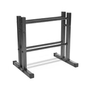 CAP Barbell front view of 24-inch rack showing sturdy steel frame and compact storage benefit