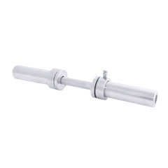 CAP Barbell front view of chrome dumbbell handle showing collars and sleeves for durable lifting