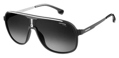 Carrera 1007/S close-up of dark gray gradient lens and metal temple highlighting refined durability