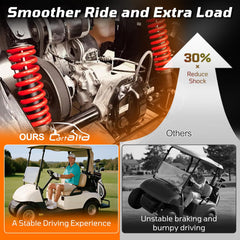 Cartalia shock mounted on Yamaha cart rear improving ride stability and comfort