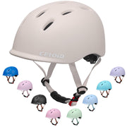 CELOID apricot front view helmet showing whole design and visible vents, safety ready