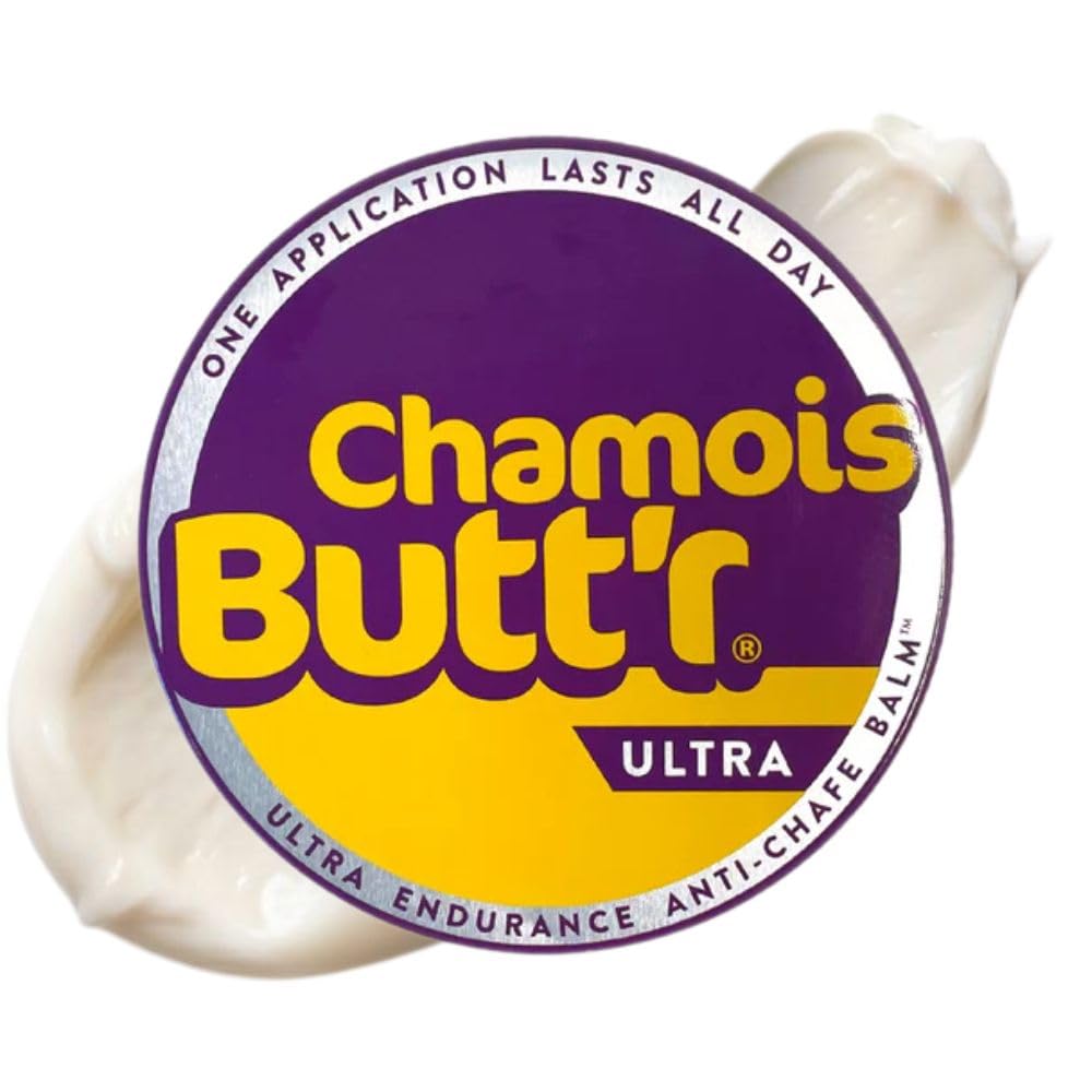 Chamois Butt'r Ultra 5 oz jar front view showing label and durable packaging benefit