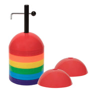 Champion Sports front stack of cones showing all colors and compact storage benefit