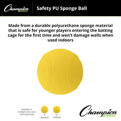 Champion Sports ball held in hand for scale showing 12-inch size and easy tracking benefit