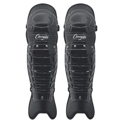 Champion Sports front view leg guards showing full 16.5" coverage and professional look