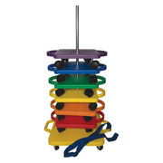 Champion Sports front view of stacker showing compact storage and quick access