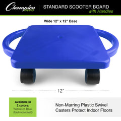 Champion Sports plastic swivel casters rolling smoothly to protect floors and allow turns