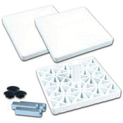 CHAMPRO front view of three white rubber bases showing professional durability