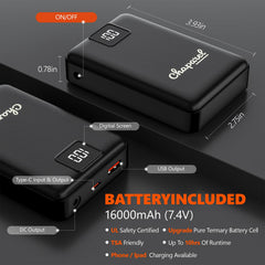 CHAPAREL 16,000mAh battery pack with USB cable for long-lasting warmth