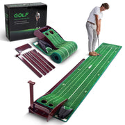 ChieFinch front view showing full 3m putting mat for uninterrupted practice