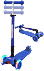 ChromeWheels front view of blue scooter showing stable three-wheel design and safety