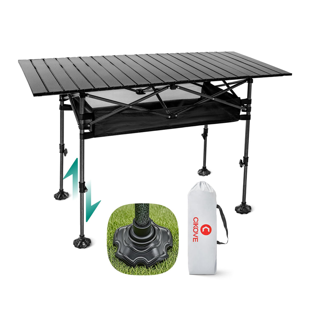 CIKOVE front view showing tabletop and carry bag for easy transport