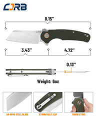 CJRB Crag blade edge close-up highlighting AR-RPM9 steel durability