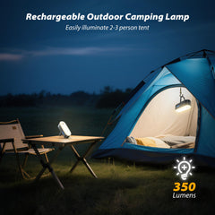 Clemas lantern hung inside a tent providing soft ambient camp lighting
