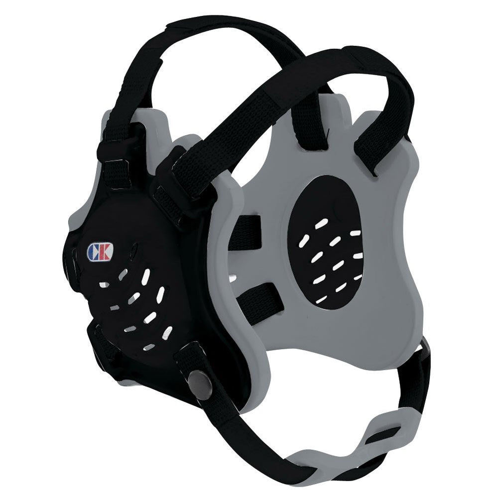 Cliff Keen Tornado front view black silver black shows secure fit and pro look