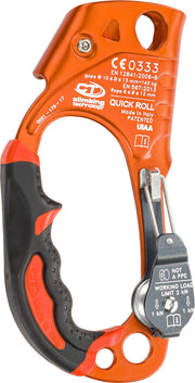 Climbing Technology Quick Roll front view showing orange body and integrated pulley, highlighting compact design
