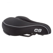 Cloud-9 Sunlite saddle front view showing tri-color finish and ergonomic shape for improved comfort
