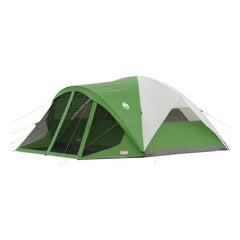Coleman tent front exterior showing porch and main door, protecting occupants