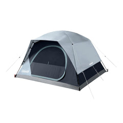 Coleman tent front exterior showing quick setup and durable rainfly benefit