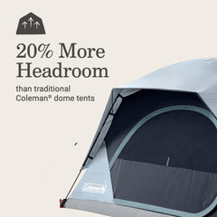 Coleman tent overhead LED lit ceiling providing warm light for evenings benefit