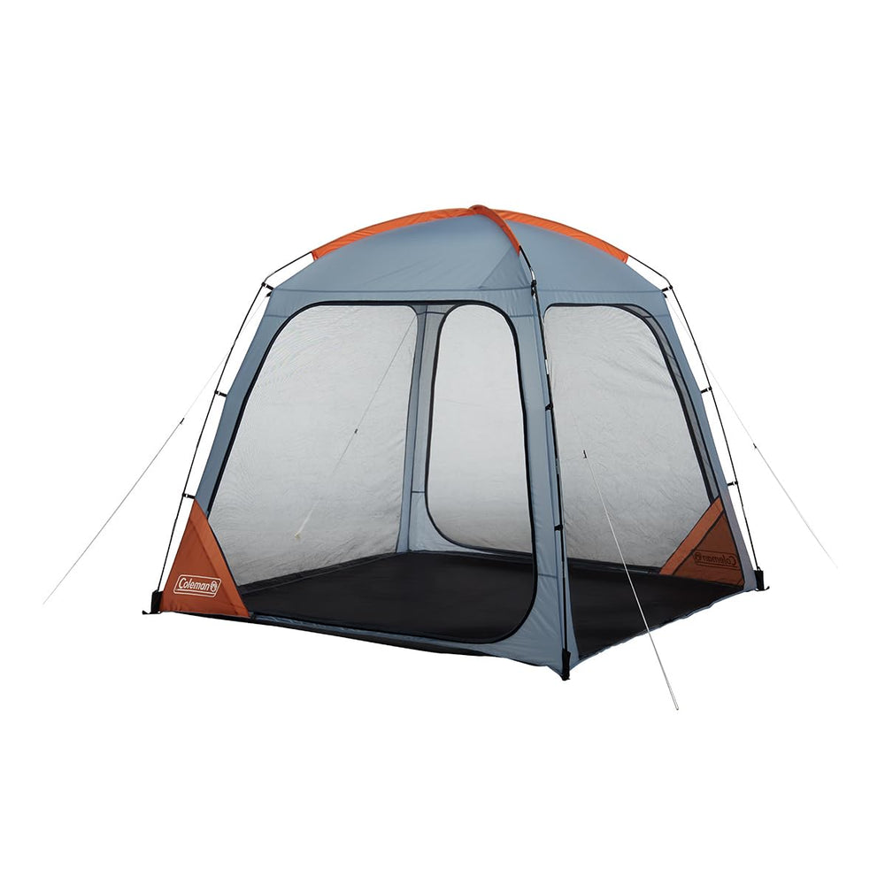 Coleman Skyshade front view showing full mesh enclosure and orange canopy for bug-free lounging