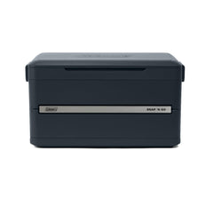 Coleman cooler collapsed to one-third height for storage, saves trunk and closet space