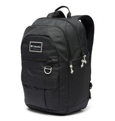 Columbia Buxton front view showing sleek silhouette and pocket layout for organized carry