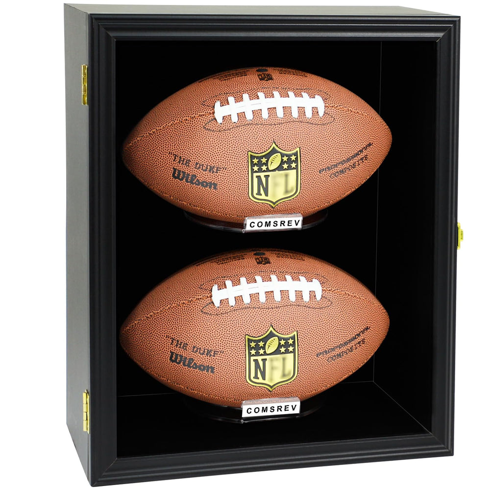 COMSREV front view of black display case showing clean presentation and protection