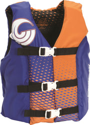 Connelly youth nylon vest front view showing secure fit and quick-release buckles for safety