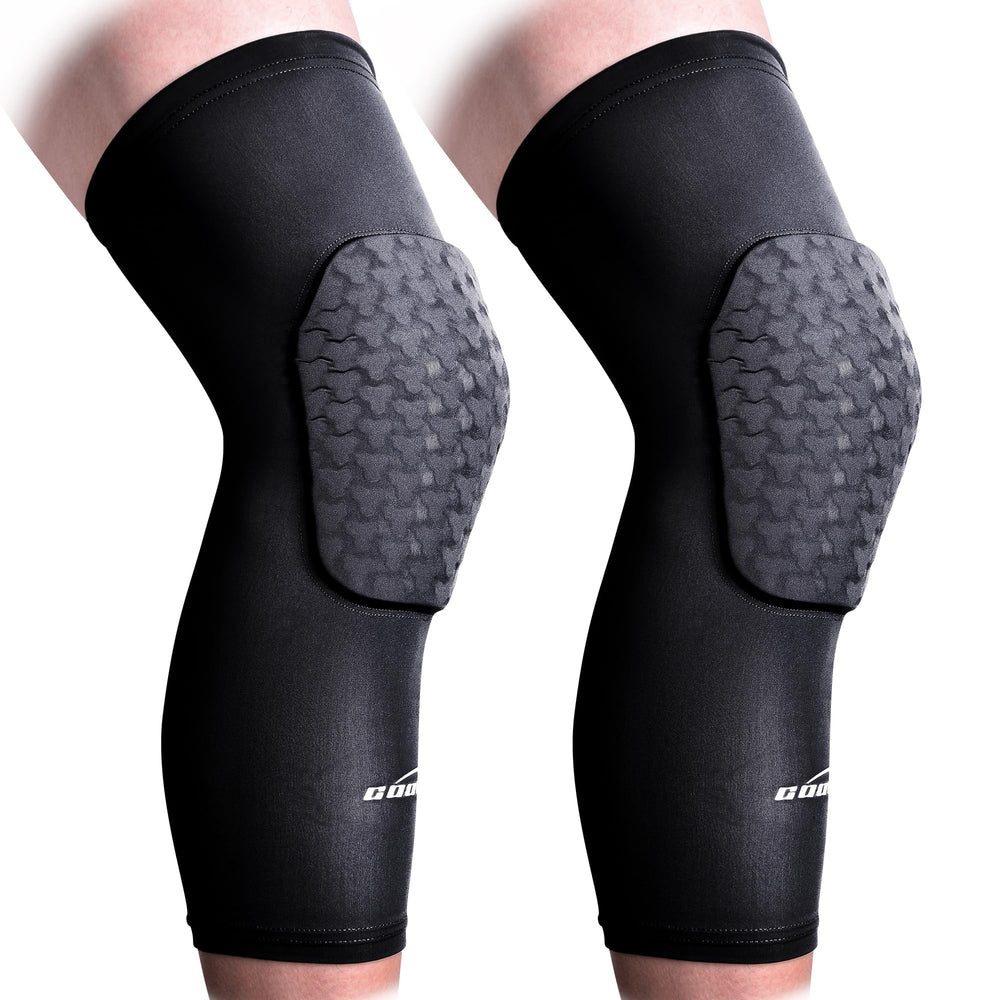 COOLOMG front view knee pads showing snug fit and coverage benefit