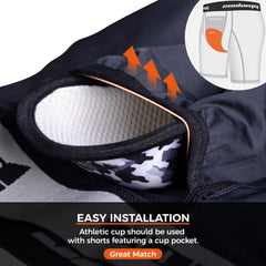 COOLOMG soft foam athletic cup detail showing layered construction for impact absorption