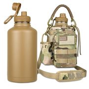 COOLYARD front view of insulated 64 oz bottle showing durable sleeve and cap, convenient packing