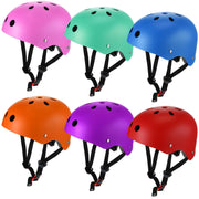Copkim front view of six-pack helmets showing colorful protective shells and CPSC label benefit