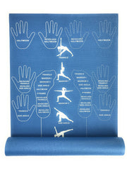 CopyCat Yoga front view showing printed placement guide and mat benefits