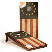 Cornhole Board Wrap front showing GRAPHIX EXPRESS flag design and bold colors for visual impact