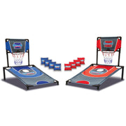 CORNHOLE SHOOTOUT front view of boards showing hole and hoop for versatile play