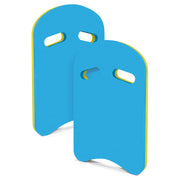 Corsiampoo front view of two blue kickboards showing shape and portability