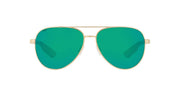 Costa Del Mar Peli front view showing brushed gold frame and polarized lenses for stylish protection