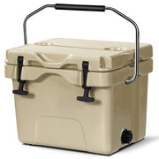COSTWAY cooler front view showing khaki shell and compact size for durable portability