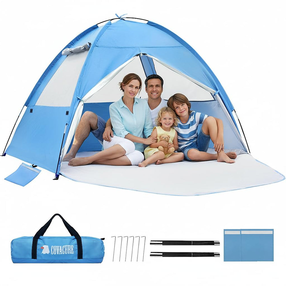 covacure front view assembled showing full shade and family comfort