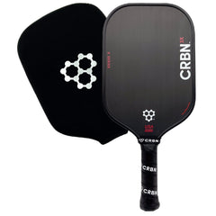 CRBN Pickleball front face showing carbon fiber texture and large sweet spot for power