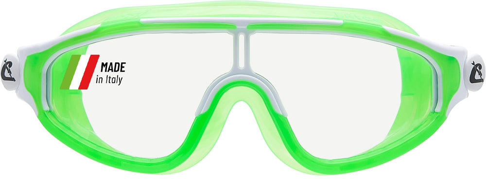 CRESSI Baloo front view showing compact single-lens and vibrant lime color for visibility