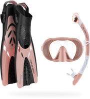Cressi mask front view showing rose gold finish and clear lens for wide vision