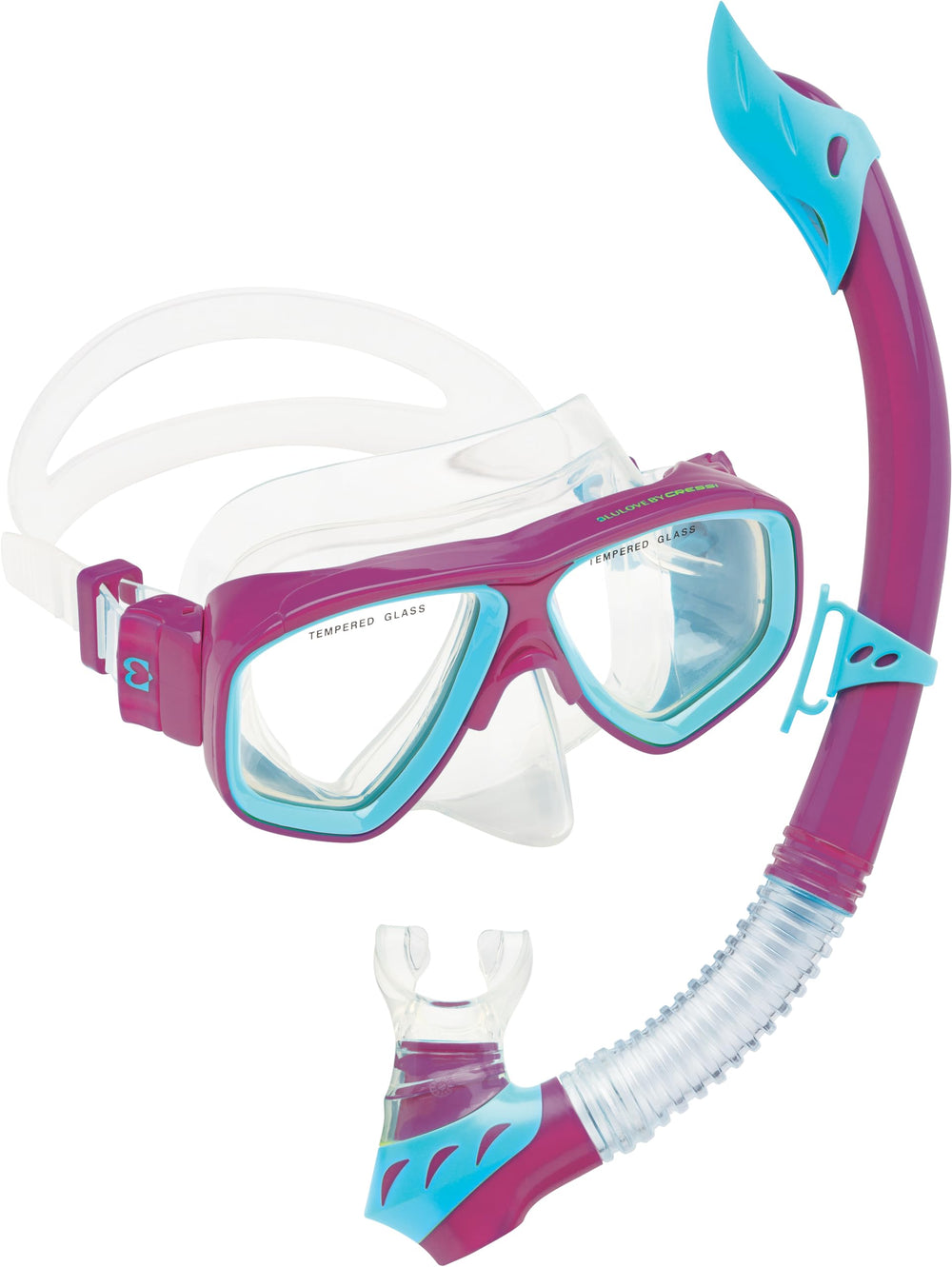 Cressi Rocks kids combo front view showing mask and snorkel, easy-fit for kids