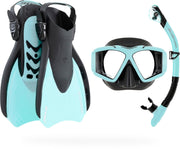 Cressi full set front view showing mask snorkel and fins for travel convenience