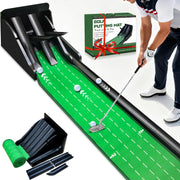 Crestgolf front view of full putting mat showing targets and realistic turf benefit practice