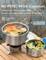 CretFine nested pots stacked to save space, durable 304 stainless steel
