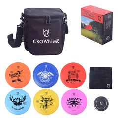 CROWN ME bag front view with discs showing organized storage and quick access